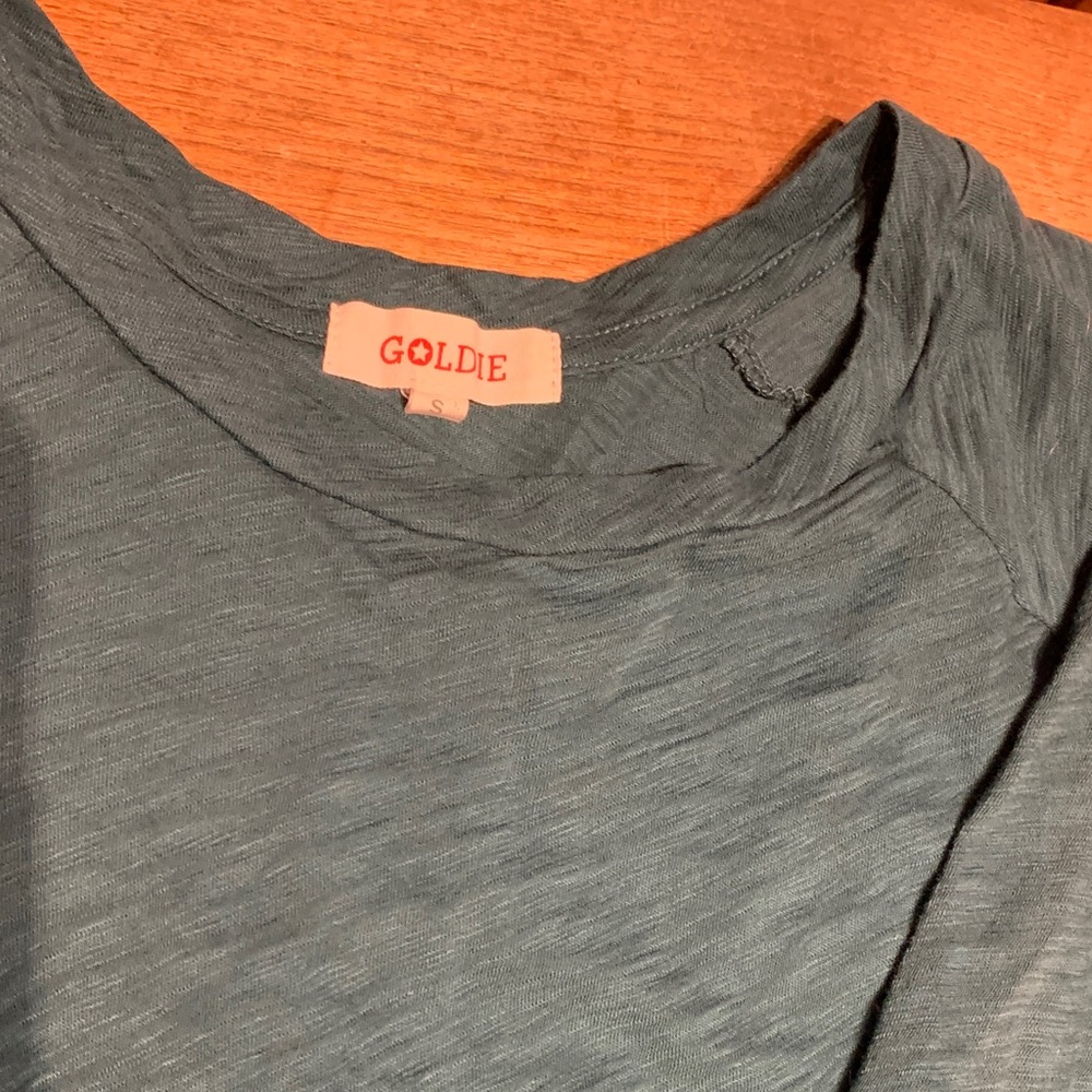 EUC GOLDIE LEWINTER Luxury Teal Crew Neck Lightweight Long Sleeve Tee Small - Picture 5 of 7